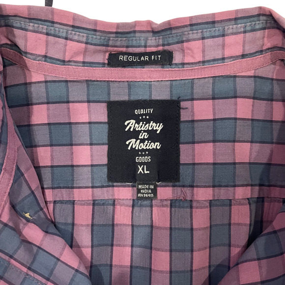 Mens Long Sleeve Button Down Shirt Casual Business Work Purple Blue Size XL - Picture 4 of 5